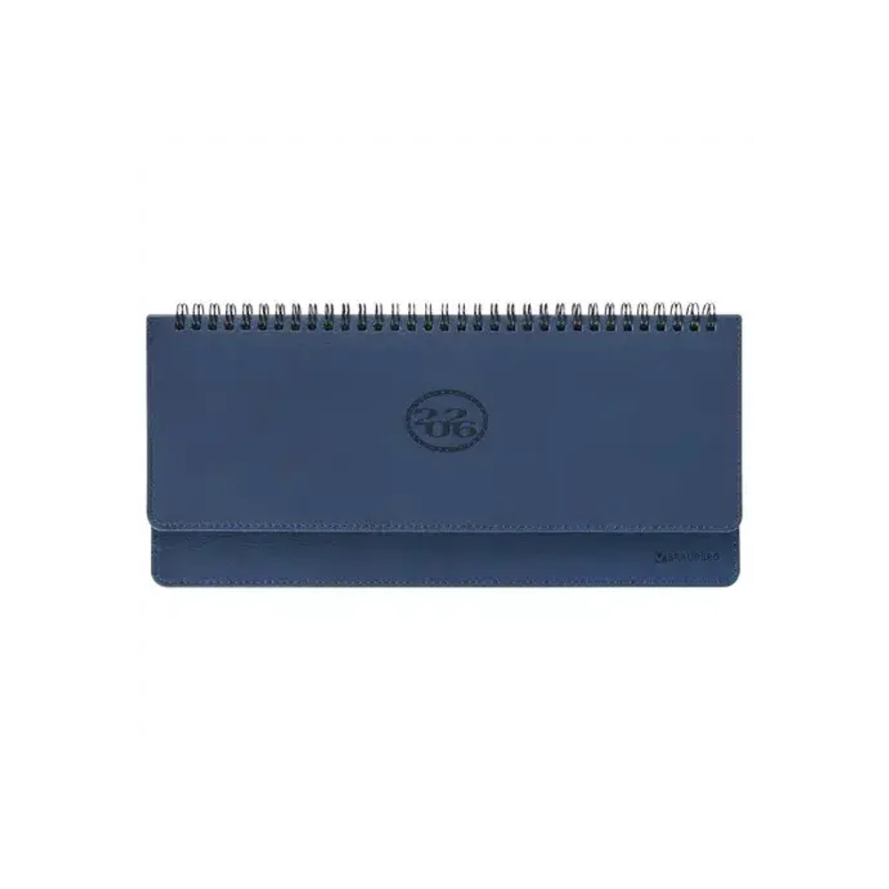 ППланинг датированный 2026 305х140 мм BRAUBERG "Favorite", под кожу, темно-синий, 117219