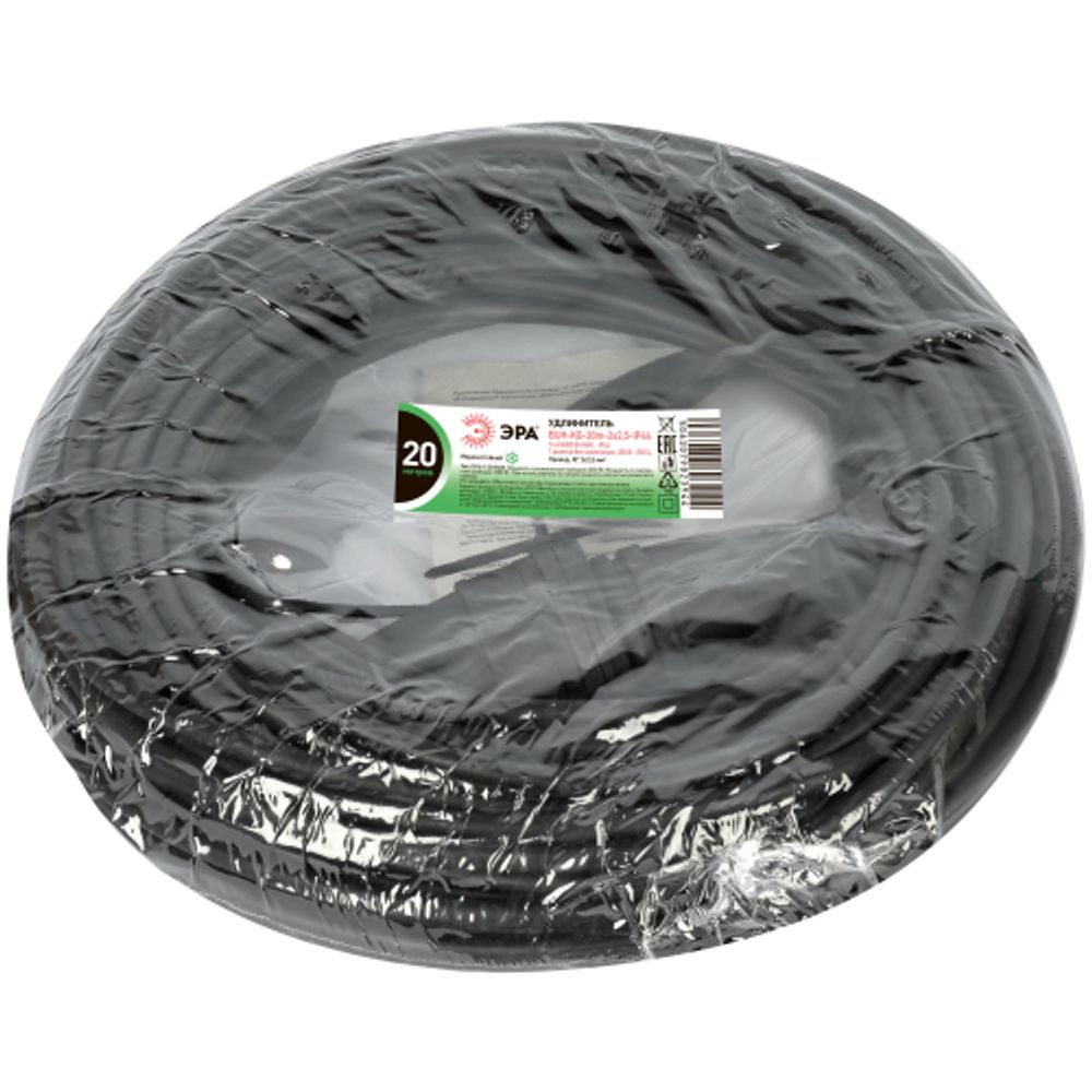 Удлинитель силовой ЭРА GREEN LINE BUH-KG-20m-2x2,5-IP44 в бухте 1 гнездо с крышкой 20м КГ 2x2.5мм2 IP44 | Силовые удлинители