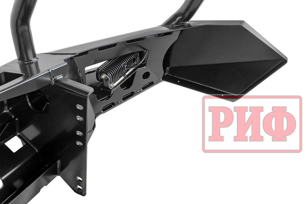 Бампер силовой передний Mitsubishi Pajero Sport 2015-2020 с доп. фарами (арт. B0205), защитной дугой, защитой бачка омывателя РИФ