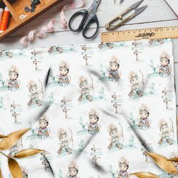 Ткань атлас юный стрелец из лука