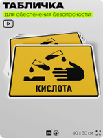 Табличка для обеспечения безопасности "Кислота", для производства, предприятия, организаций, 40х30 см, Silver Plane x Айдентика Технолоджи