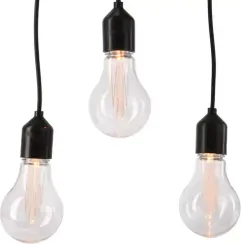 Светодиодная ретро гирлянда Бахрома 9.5 м., 220 V, 20 LED ламп теплого свечения, соединяемая, черный ПВХ провод, Kaemingk (490105)