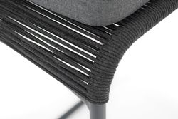 "Ането" стул барный плетеный из роупа, каркас алюминий темно-серый (RAL7024) муар, роуп темно-серый круглый, ткань темно-серая 027