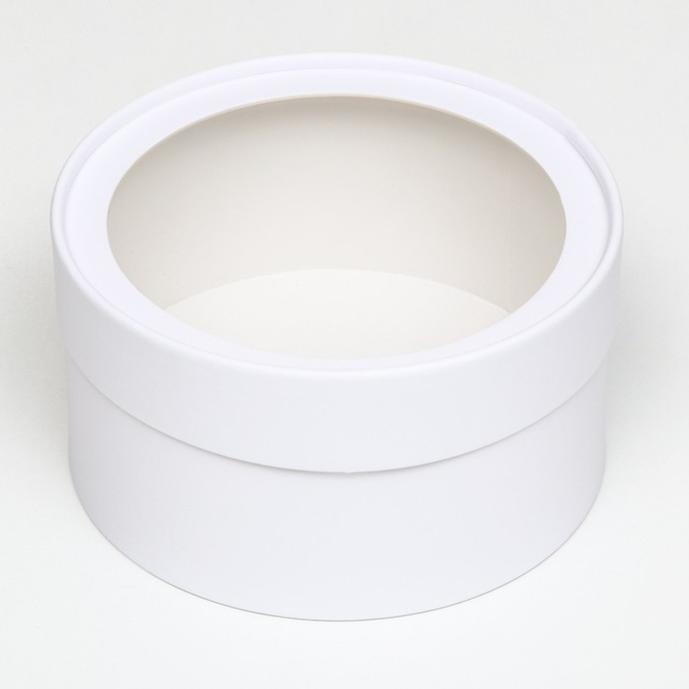 Подарочная коробка тубус «Алмаз» белый, завальцованная с окном, 16×11 см