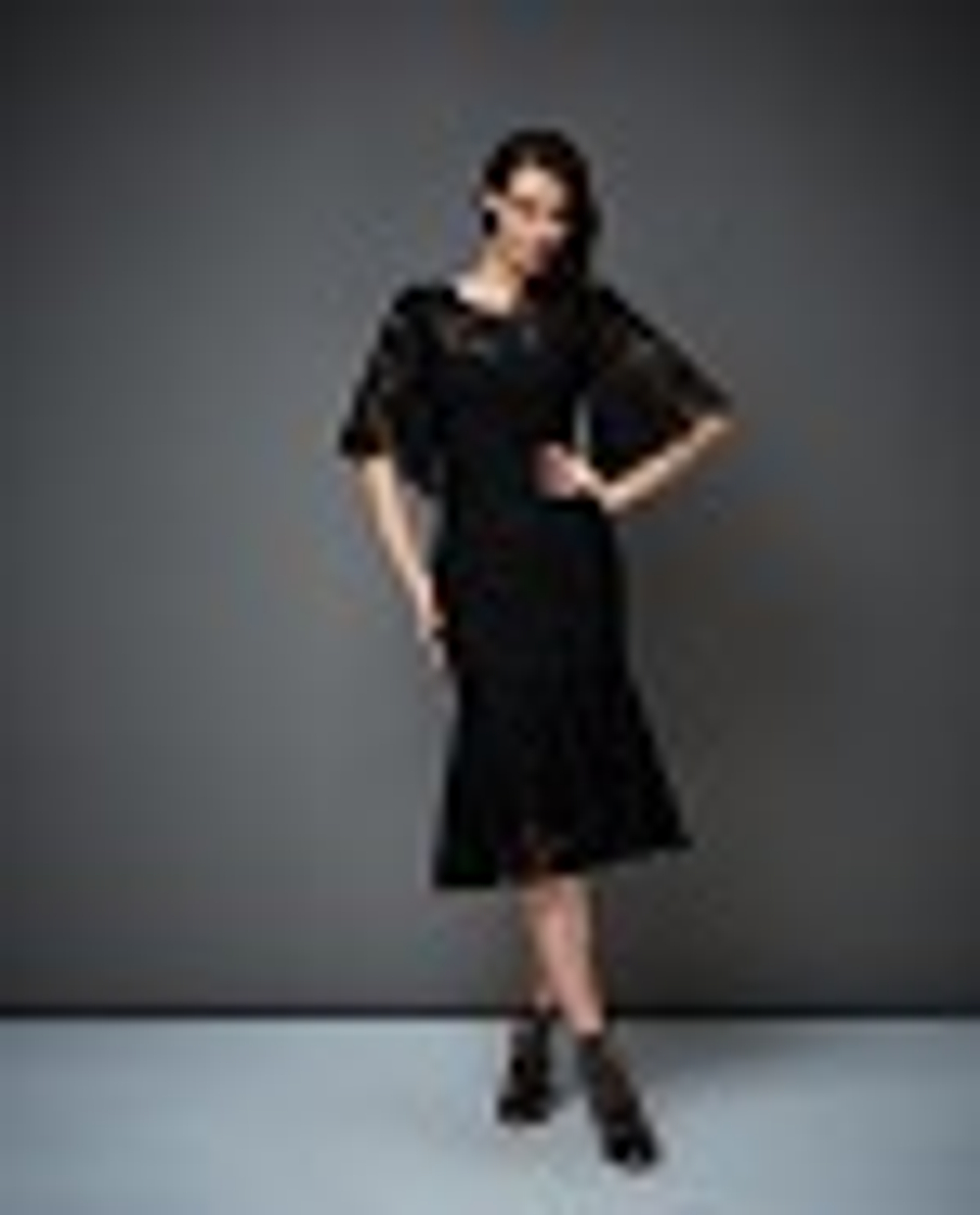 31-02-20 SS Кружевное платье - футляр с подкладом, черный XL