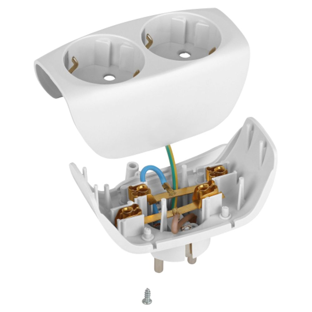 Разветвитель электрический ЭРА SP-2e-W на 2 розетки с заземлением со шторками 16А белый