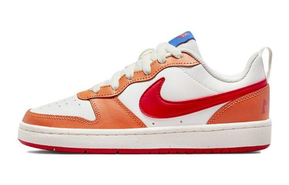 Nike Court Borough Low 2 Fashion Low Panel Shoes GS White Orange