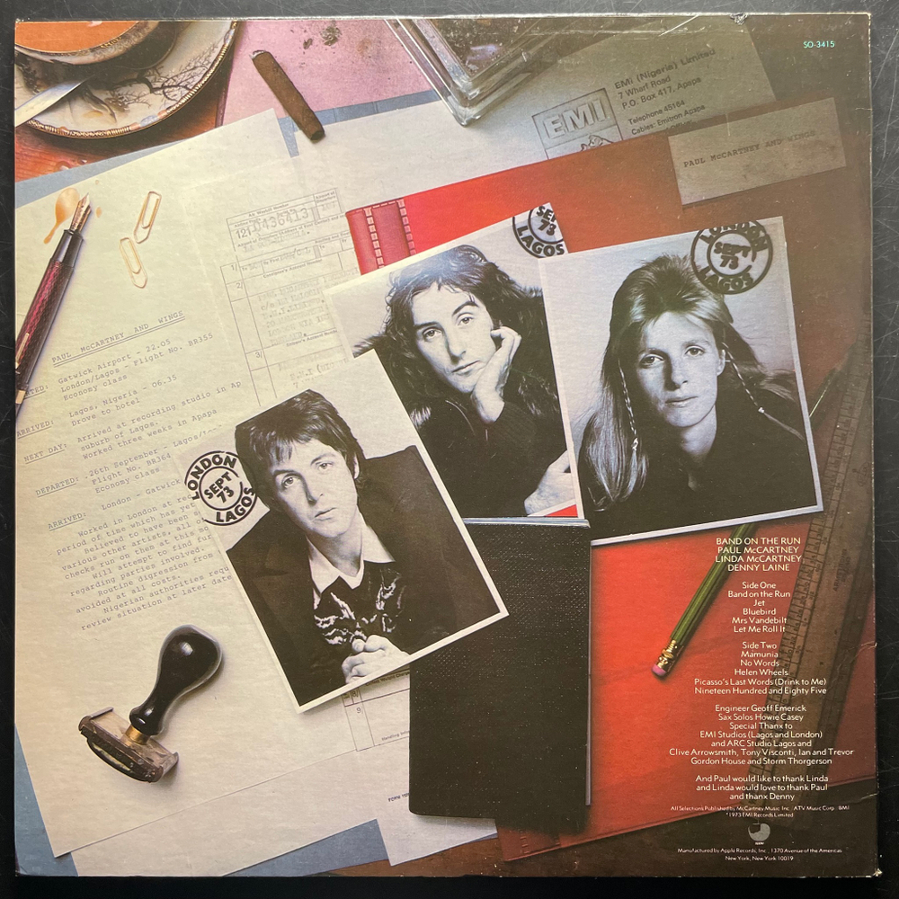 Paul McCartney & Wings ‎– Band On The Run (США 1975г.)