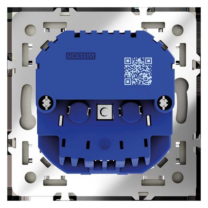 Розетка встраиваемая Voltum S70 с заземлением и защитными шторками, 16А, с USB, A+С, (сталь) VLS040505