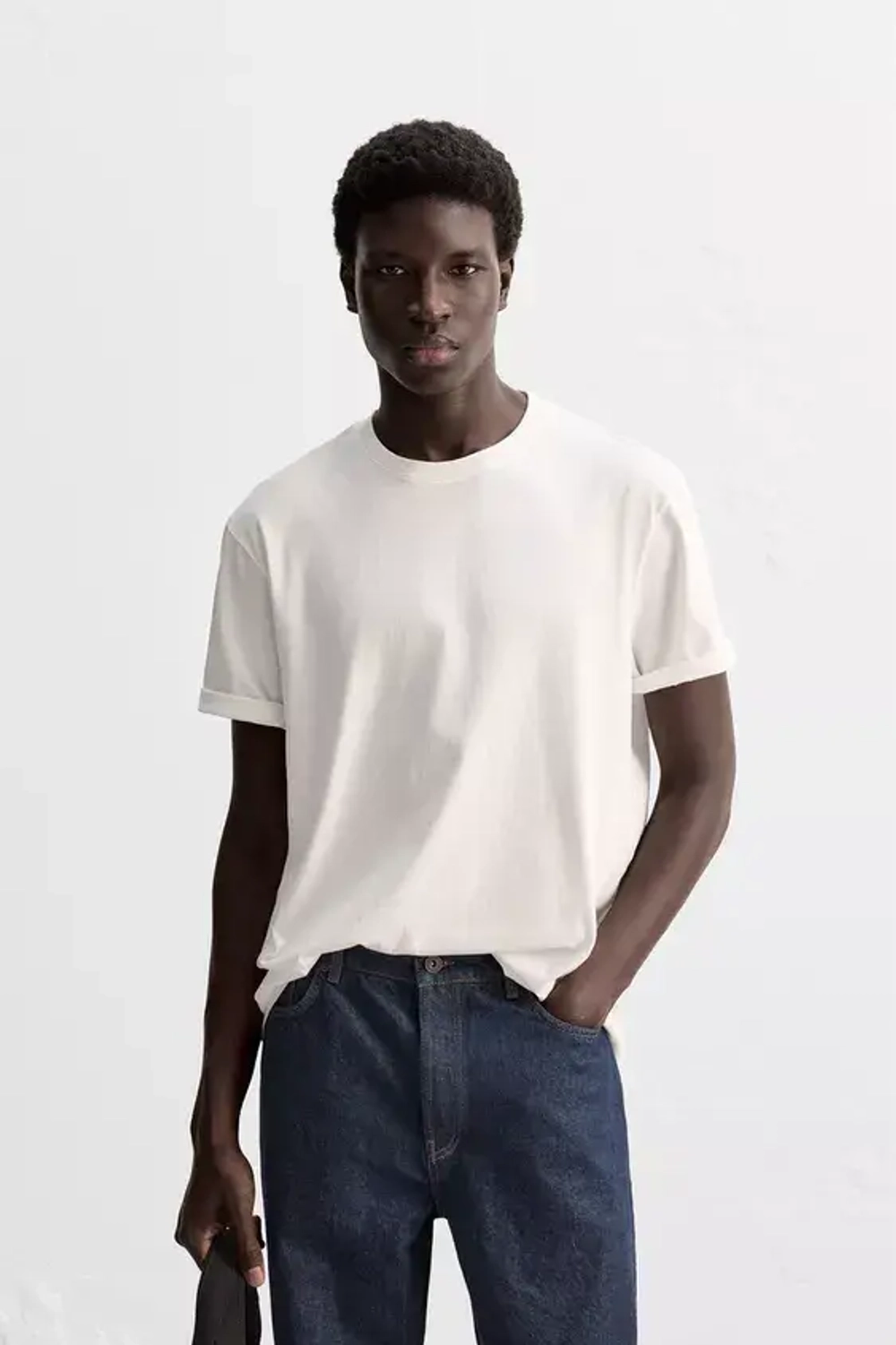 ZARA ФУТБОЛКА MEDIUM WEIGHT, БЕЛЫЙ