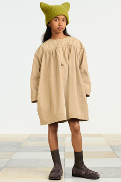 ZARA ПЛАТЬЕ ИЗ СМЕСОВОГО ЛЬНА С ДЛИННЫМИ РУКАВАМИ, ПОЛОСКИ