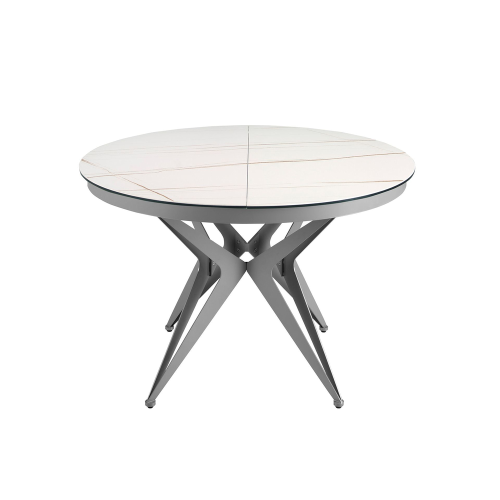 Круглый раздвижной обеденный стол 1119/MC22018DT из мраморной керамики и стали