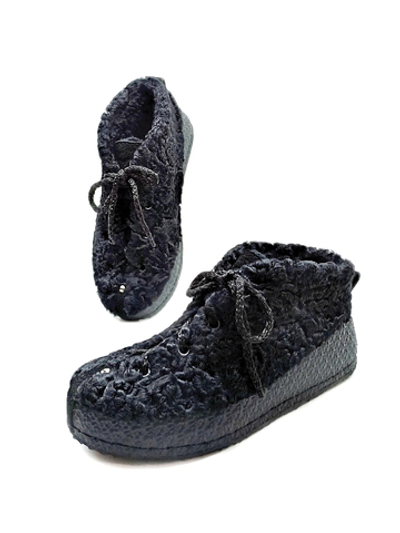 Ботинки из меха каракуля "BLACK"