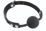 Черный силиконовый кляп-шарик на ремешках (Цвет: черный)
