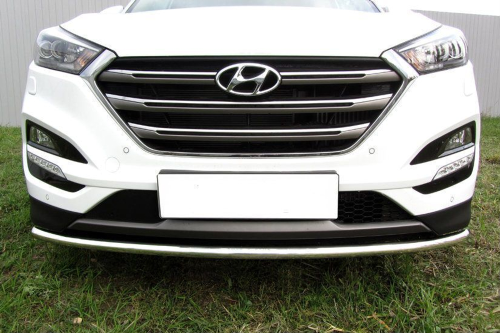 Защита переднего бампера (нержавейка) Hyundai Tucson 4WD (2015-2018) d42 (черный)