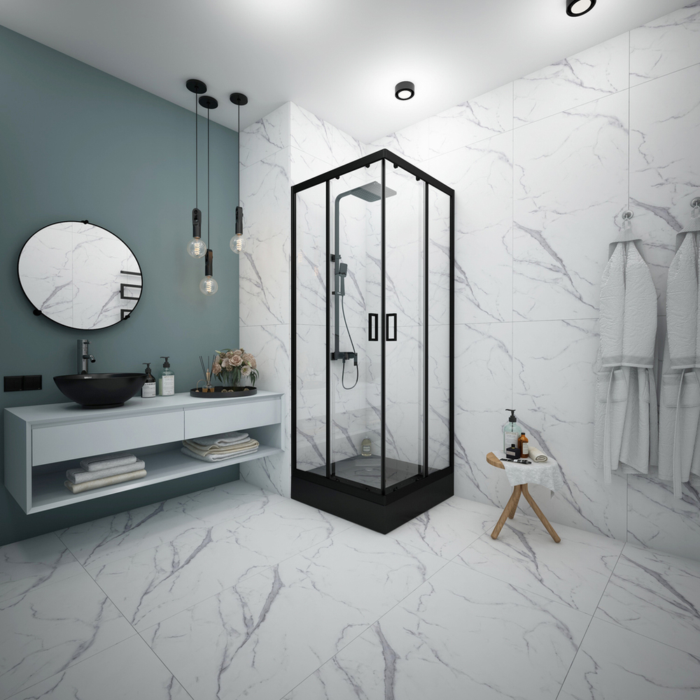 Душ.ограждение City Trend Black 800*800*1850 квадрат (стекло 4мм прозр, черн. ал. проф, без поддона)