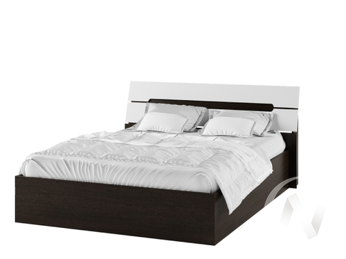 Кровать 1;4м Спальня Гавана с осн. настил ЛДСП (венге/белый глянец)