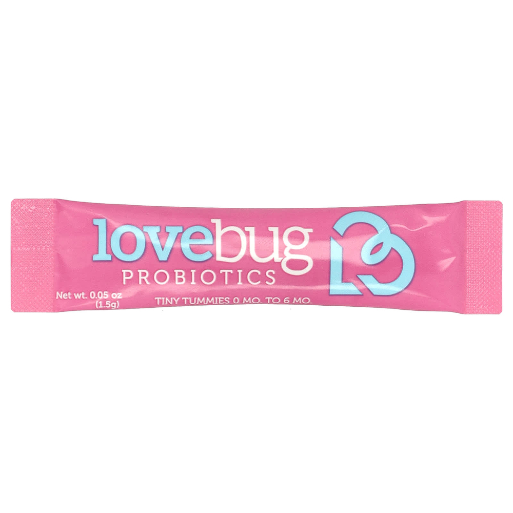 LoveBug Probiotics, пробиотики для младенцев в возрасте 0–6 месяцев, 1 млрд КОЕ, 30 порций в индивидуальной упаковке, по 1,5 г (0,05 унции)