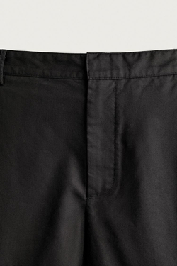 ZARA БРЮКИ-КЮЛОТЫ RELAXED FIT СО СКЛАДКАМИ, ЧЕРНЫЙ