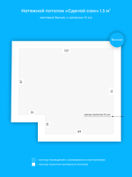 Натяжные потолки: 3.4 м2, 4.3 м2, 2.3 м2, 1.3 м2