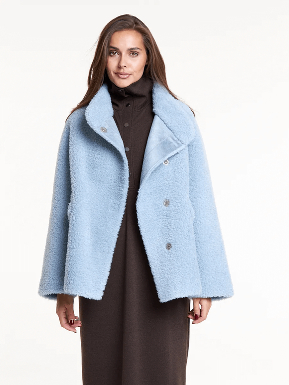 Шуба чебурашка тедди, голубая, SilverFox