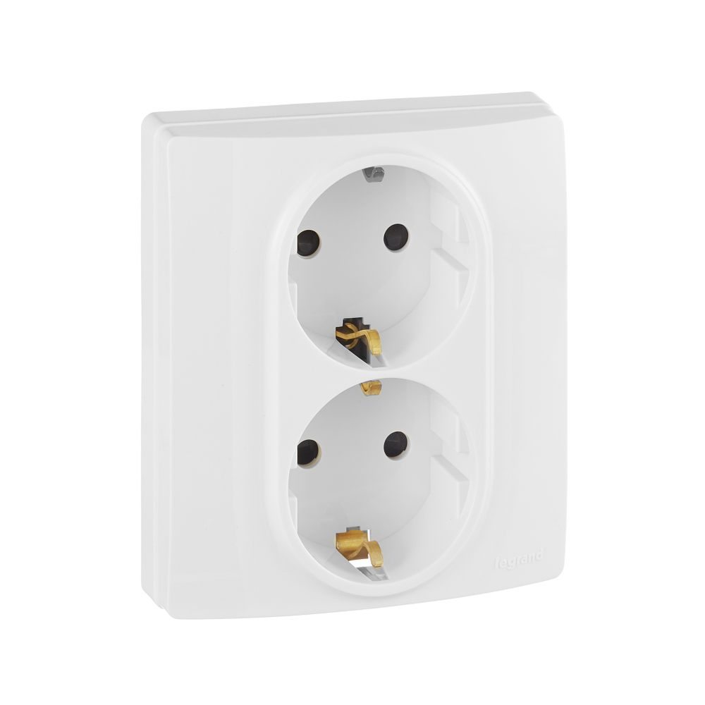 Розетка двойная с заземлением со шторками в сборе 16А 250В белый Inspiria Legrand