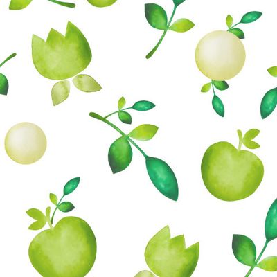 Акварельные яблоки на светлом фоне.