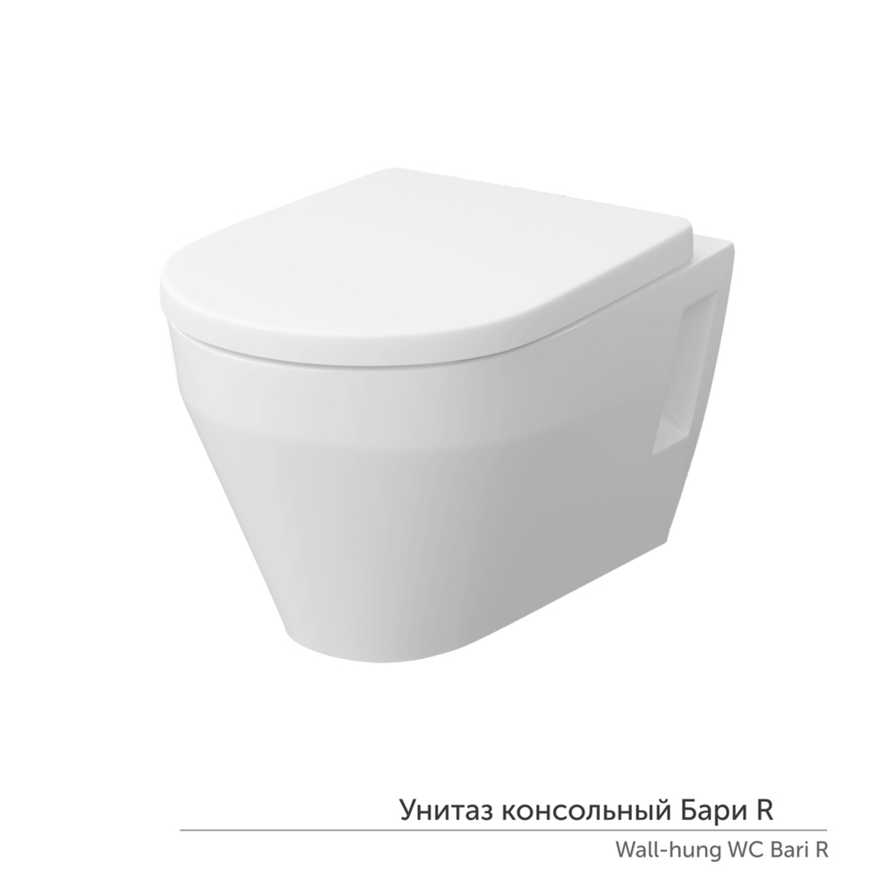 Унитаз подвесной "Бари" ЖС  безободковый сиденье дюропласт КЕРАМИН