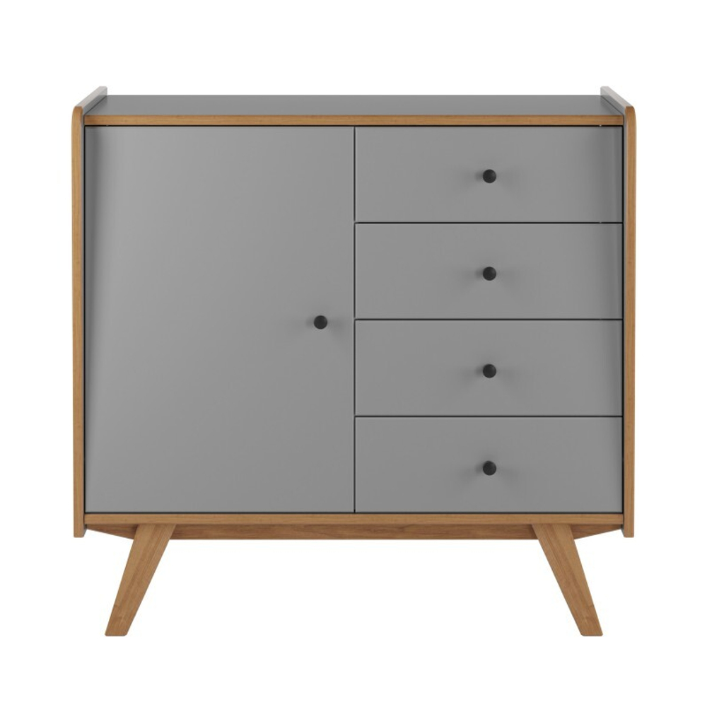 Тумба «Винтаж» 1 дверь 4 ящика серый лак 7042/браун