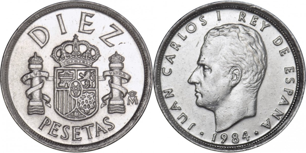 Испания 10 песет, 1983-1985 Король Хуан Карлос I XF