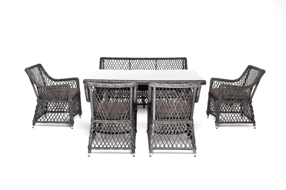 "Катания" обеденная группа плетеная на 6 персон, цвет графит