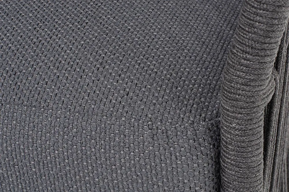 "Лугано" диван 3-местный плетеный из роупа, каркас алюминий темно-серый (RAL7024) муар, роуп темно-серый круглый, ткань темно-серая YB25-0027