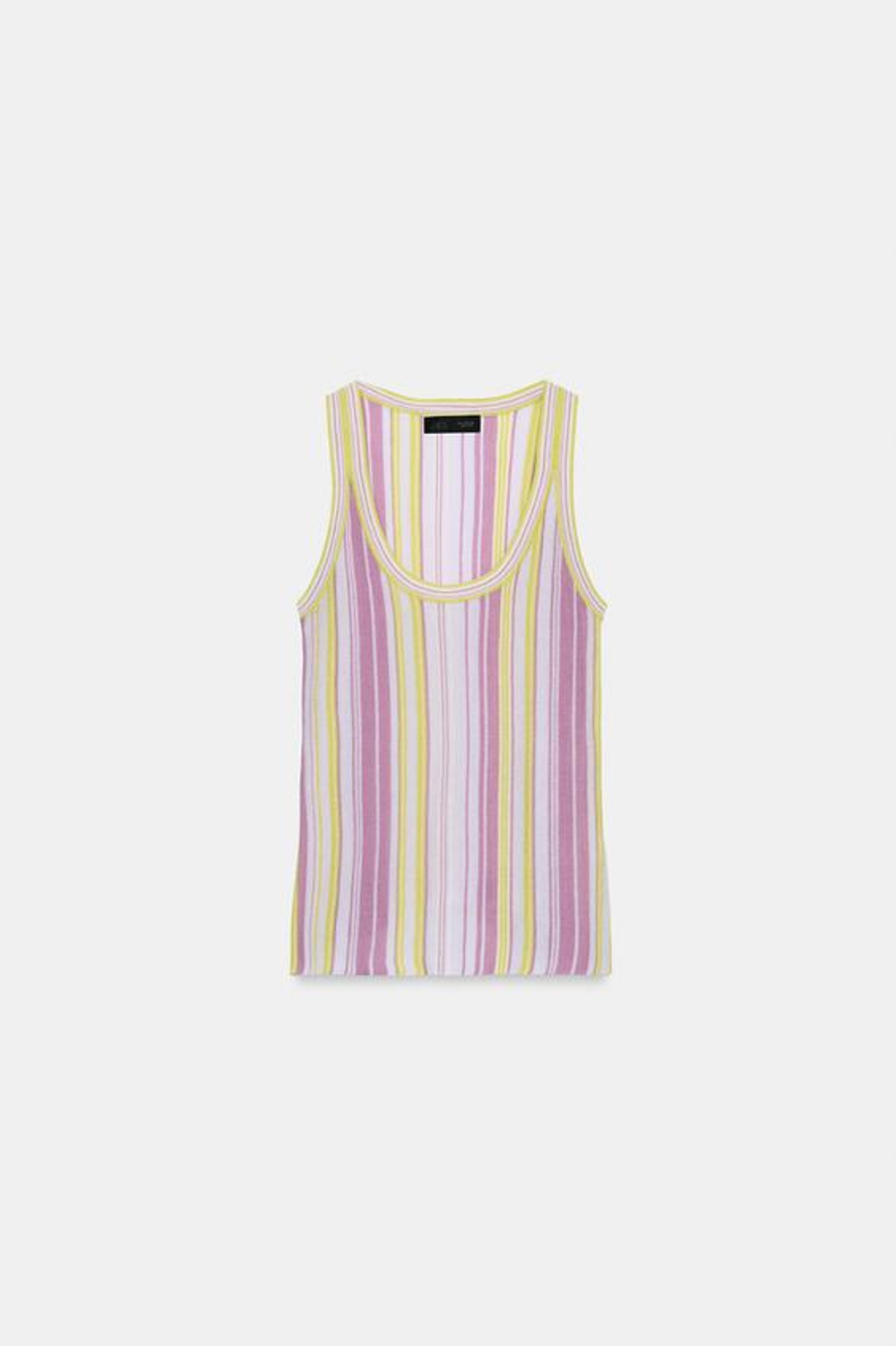 ZARA ТРИКОТАЖНЫЙ ТОП В ПОЛОСКУ, РАЗНОЦВЕТНЫЙ