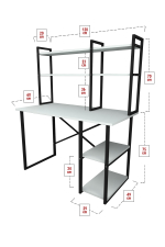 Стол письменный с настольной полкой 120х60 - белый