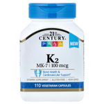 21st Century, витамин K2, 100 мкг, 110 вегетарианских капсул