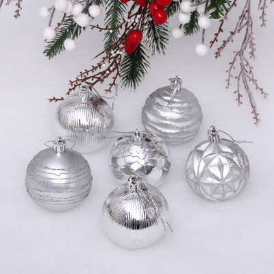 Новогодние шары 6 см (набор 6 шт) «Волшебный вечер», Серебро