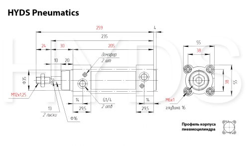 CP96SDB40-100C Пневмоцилиндр