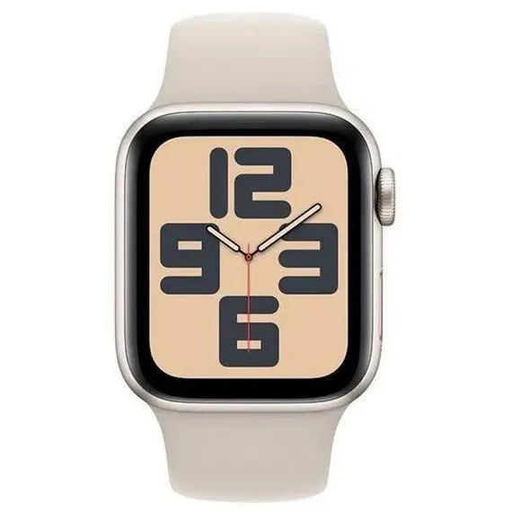 Часы Apple Watch SE, 2024, 44 мм, алюминий цвета «сияющая звезда», ремешок Sport Band цвета «сияющая звезда»
