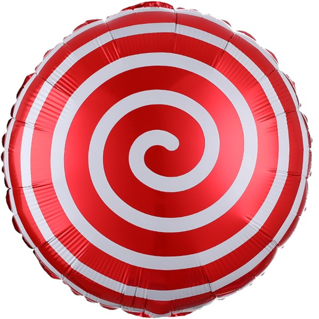 К Шар круг 18" / 45 см "Леденец. Спираль" красный (Falali) (БГ-15)
