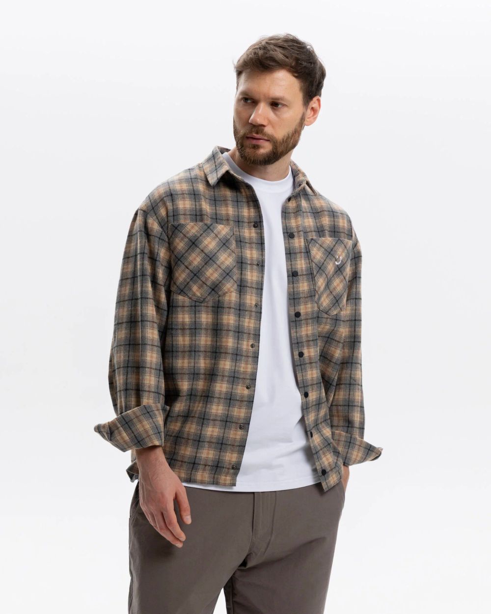Рубашка Outerkit Timber серый/бежевый