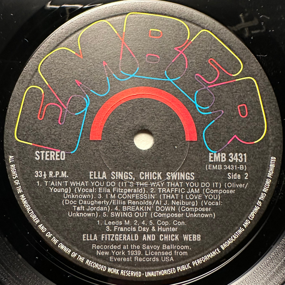 Ella Fitzgerald & Chick Webb - Ella Sings, Chick Swings (Англия 1975г.)