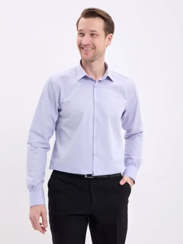 Рубашка на высокий рост LONG SLIM FIT с длинным рукавом, лавандовая