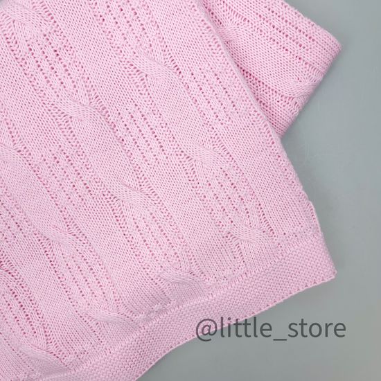 Плед вязаный Нежно-розовый, хлопковый; 90х100