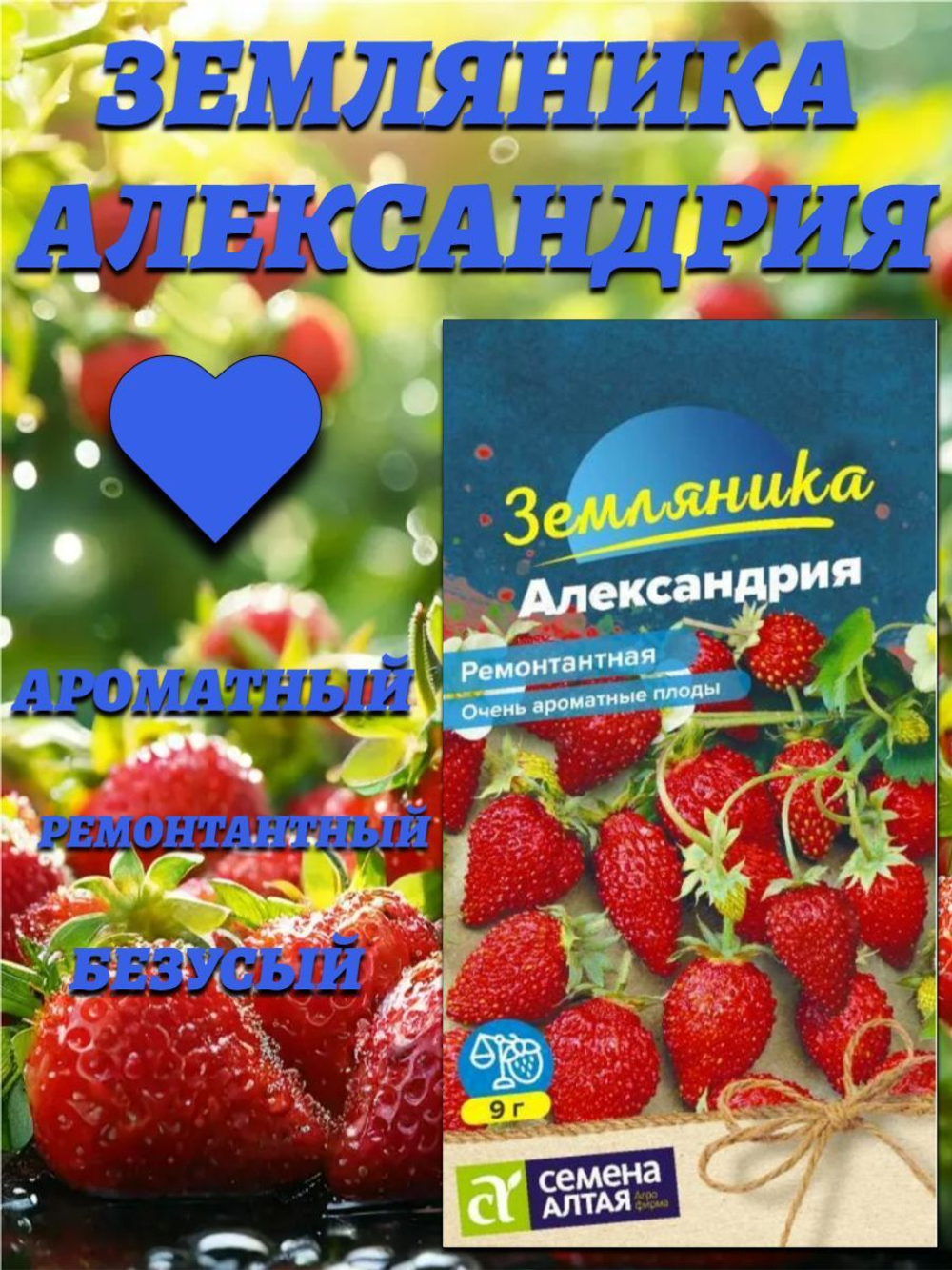 Ягода Земляника Александрия ремонтантная (0,03 гр). Семена Алтая