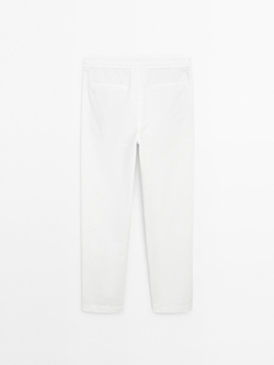 Massimo Dutti Брюки-джоггеры из хлопковой смеси, белый