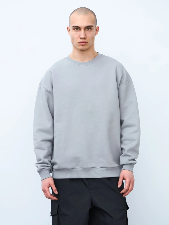 Свитшот оверсайз, без начеса (серый)