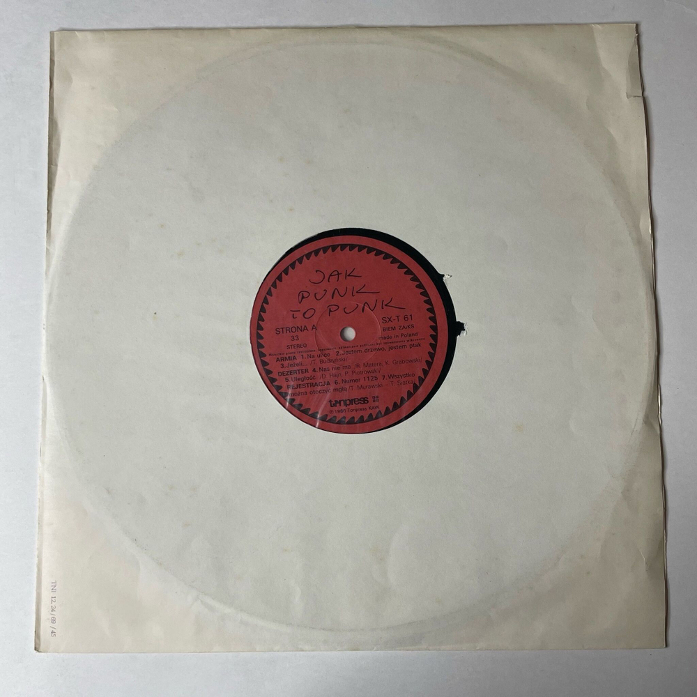 Винтажная виниловая пластинка LP Сборник Jak Punk To Punk (Польша 1987)
