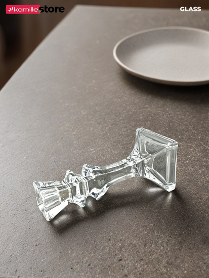 Подсвечник 20 см. стеклянный, квадратный