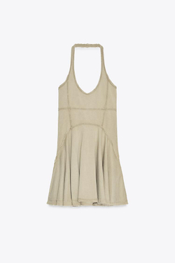 ZARA ПЛАТЬЕ В СТИЛЕ ГОДЕ, СВЕТЛЫЙ ХАКИ