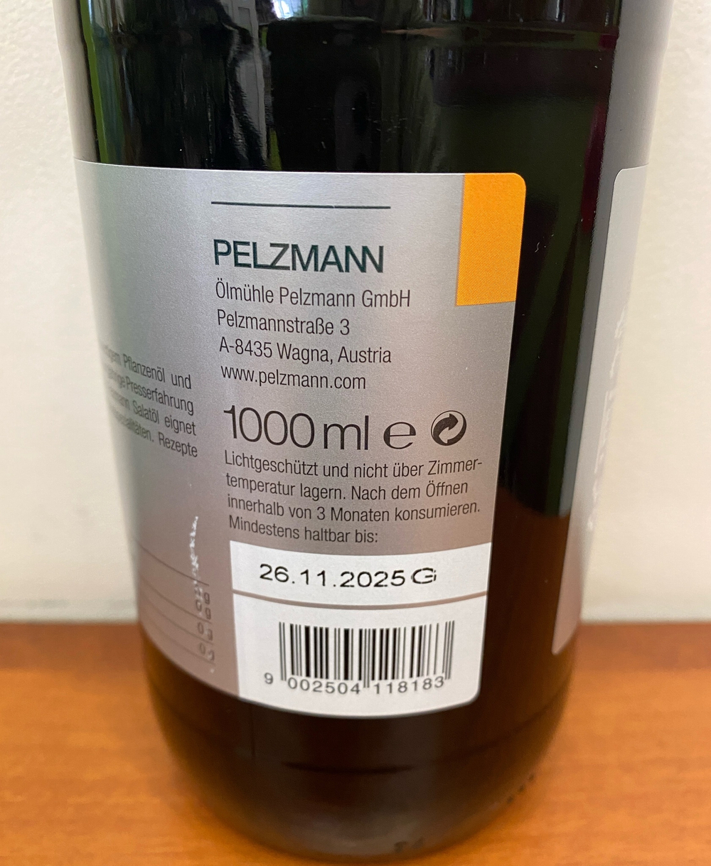 Масло салатное тыквенное-рапсовое Pelzmann, 1 л, Австрия